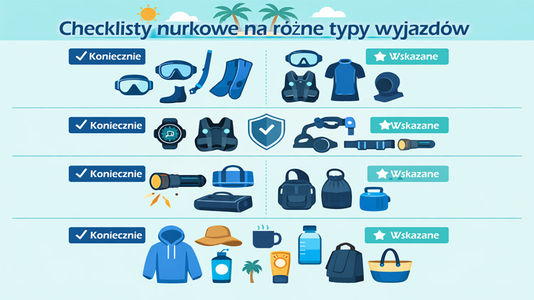 Checklisty nurkowe na różne typy wyjazdów: Bałtyk, jezioro, tropiki – co naprawdę warto spakować, a co zostawić w szafie?